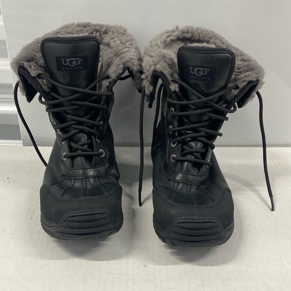 UGG Men Black/Gray Fur Vibram Leather Waterproof Snow Gore-Tex Boots Size 10 EUC - Picture 5 of 14